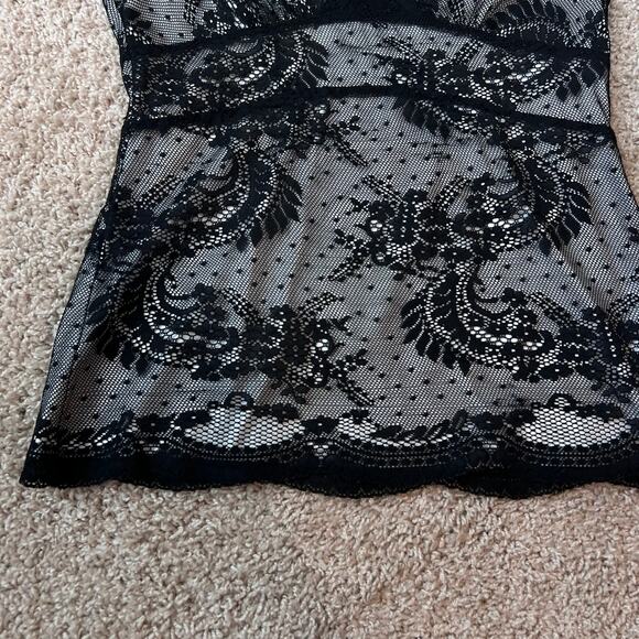 New York & Co Vintage Y2K Black Lace Blouse Top size Small Goth Dark Coquette - Picture 7 of 12